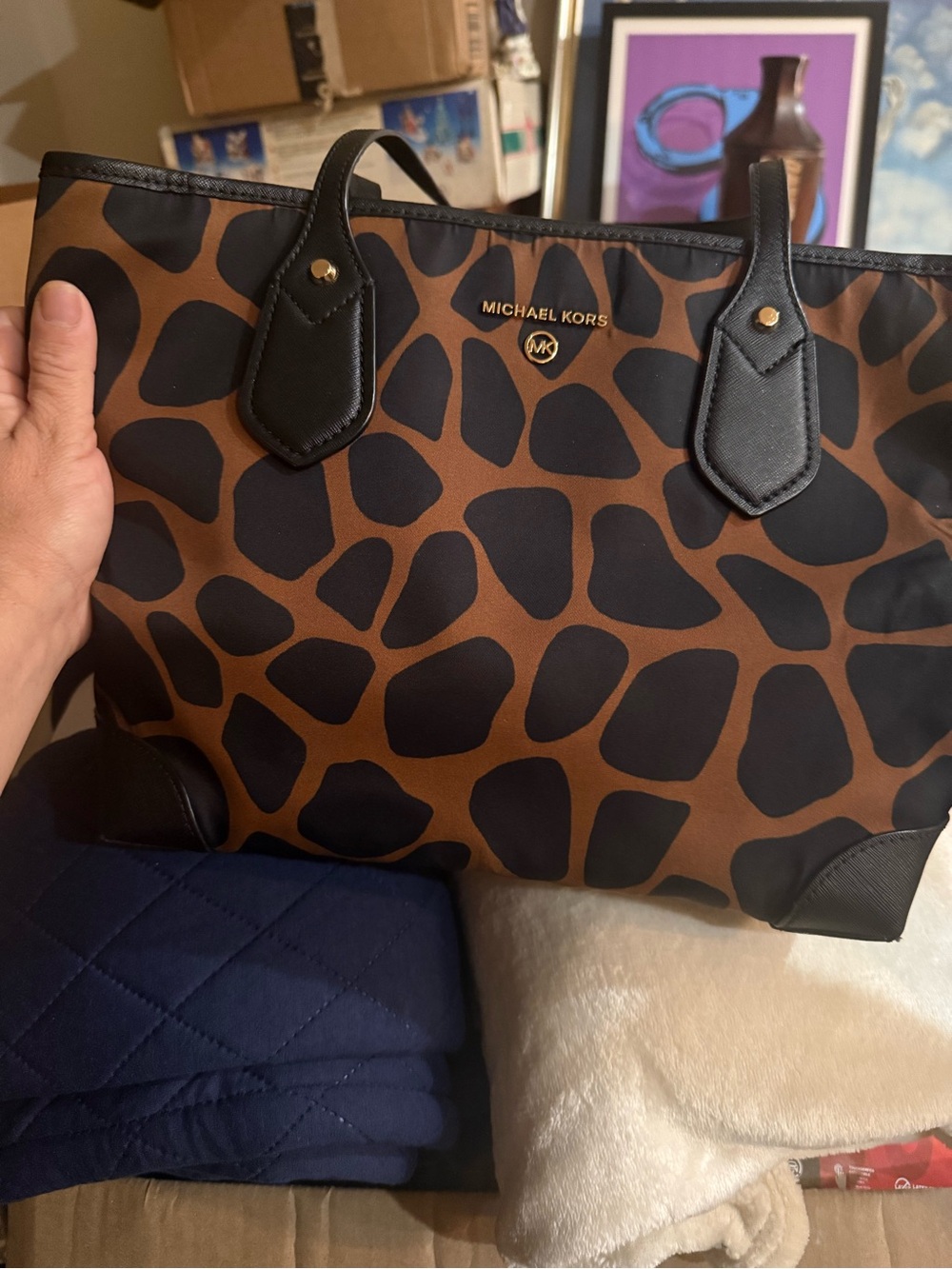 Michael Kors Brown and Black Giraffe-Print Tote
